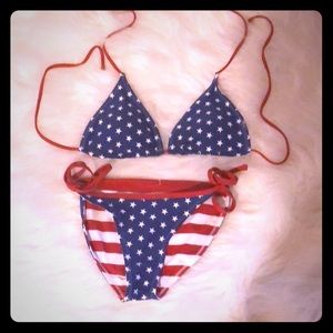 Reversible US flag bikini Top and Bottom S
